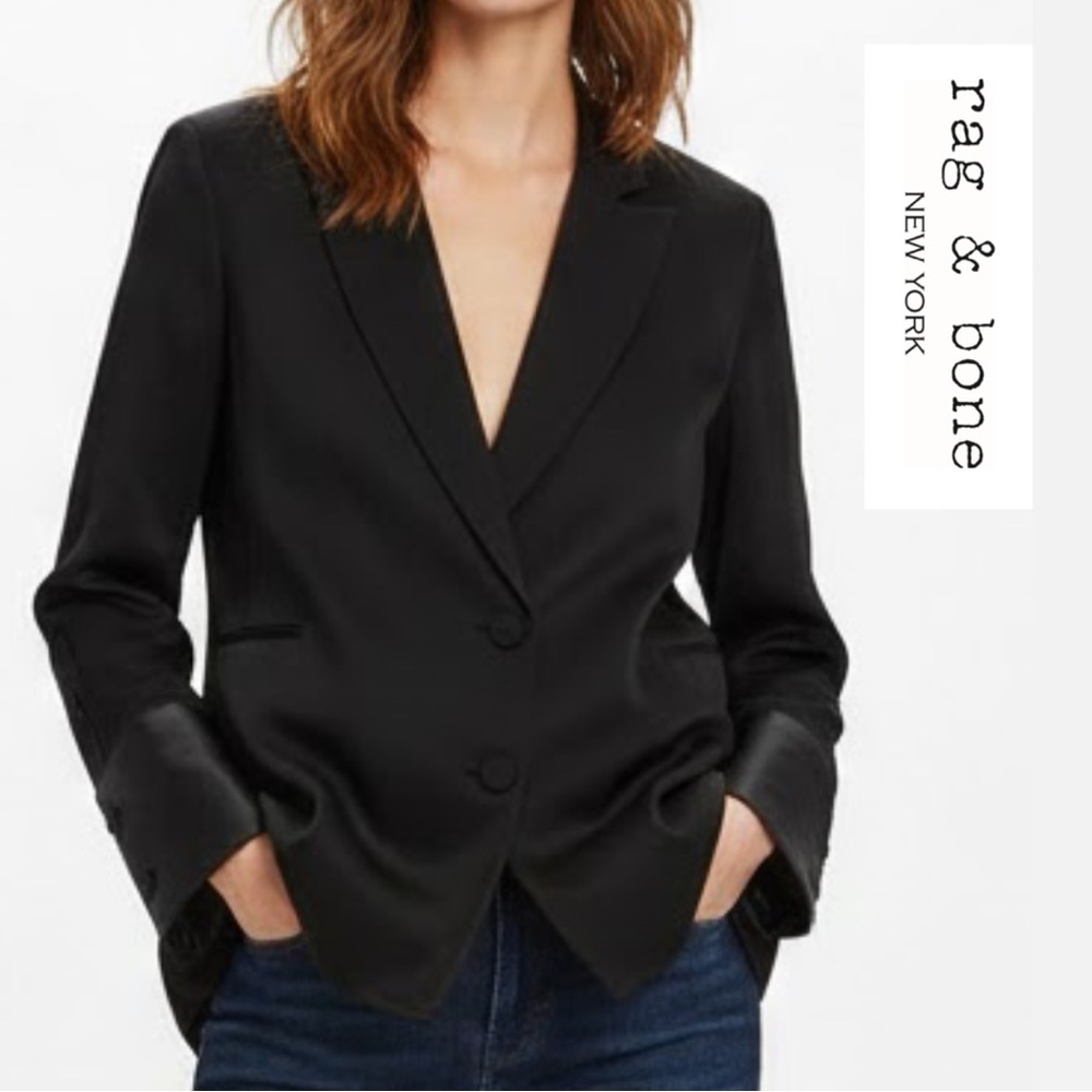 Rag & Bone - Women's Suit Tuxedo Blazer Jacket - Black - Size 10